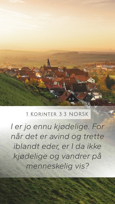 1 Korinter 3:3 NORSK Bible Verse Image