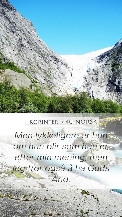 1 Korinter 7:40 NORSK Bible Verse Image