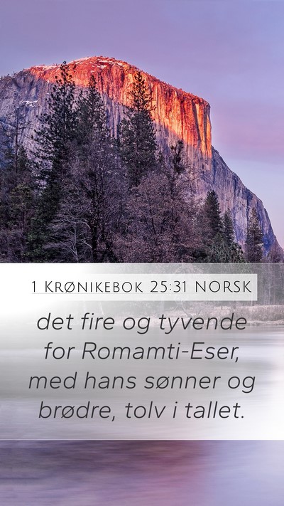 1 Krønikebok 25:31 NORSK Mobile Phone Wallpaper - det fire og tyvende for Romamti-Eser, med hans - Mobile Bible Verse Wallpaper