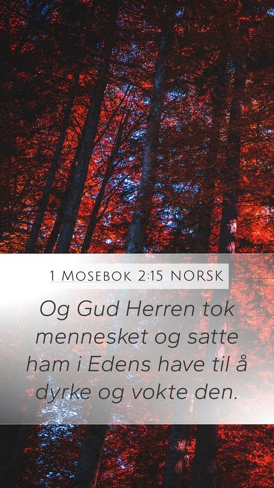 1 Mosebok 2:15 NORSK Mobile Phone Wallpaper - Og Gud Herren tok mennesket og satte ham i Edens - Mobile Bible Verse Wallpaper