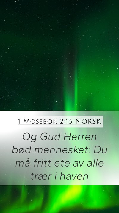 1 Mosebok 2:16 NORSK Mobile Phone Wallpaper - Og Gud Herren bød mennesket: Du må fritt ete av - Mobile Bible Verse Wallpaper