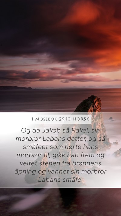 1 Mosebok 29:10 NORSK Mobile Phone Wallpaper - Og da Jakob så Rakel, sin morbror Labans datter, - Mobile Bible Verse Wallpaper