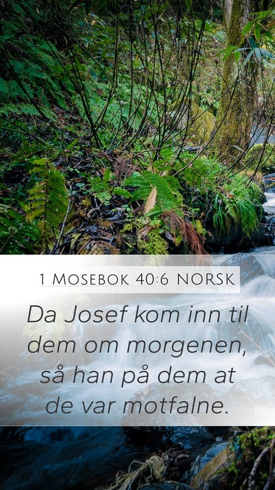 1 Mosebok 40:6 NORSK Mobile Phone Wallpaper - Da Josef kom inn til dem om morgenen, så han på - Mobile Bible Verse Wallpaper