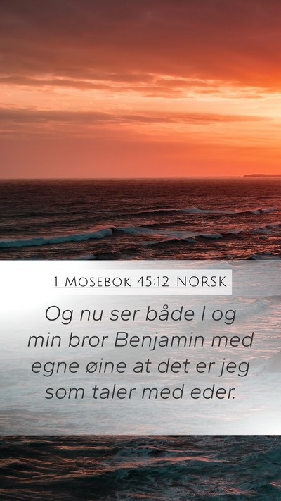 1 Mosebok 45:12 NORSK Mobile Phone Wallpaper - Og nu ser både I og min bror Benjamin med egne - Mobile Bible Verse Wallpaper