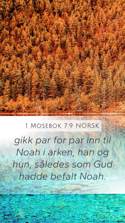 1 Mosebok 7:9 NORSK Mobile Phone Wallpaper - gikk par for par inn til Noah i arken, han og - Mobile Bible Verse Wallpaper