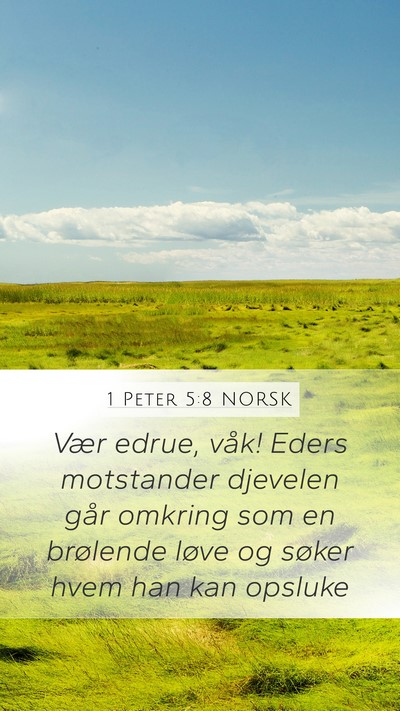 1 Peter 5:8 NORSK Bible Verse Image