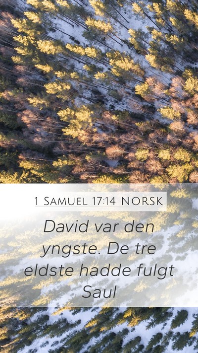 1 Samuel 17:14 NORSK Mobile Phone Wallpaper - David var den yngste. De tre eldste hadde fulgt - Mobile Bible Verse Wallpaper