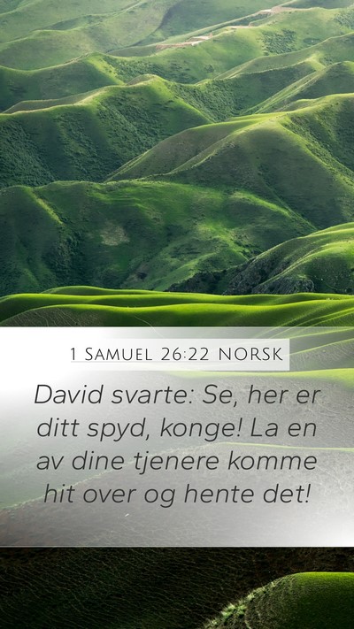 1 Samuel 26:22 NORSK Mobile Phone Wallpaper - David svarte: Se, her er ditt spyd, konge! La en - Mobile Bible Verse Wallpaper