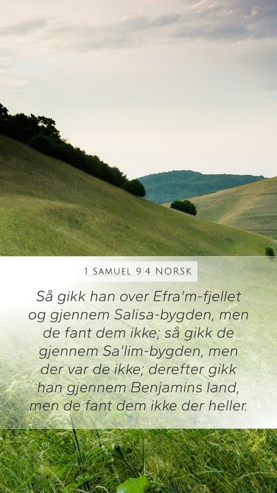 1 Samuel 9:4 NORSK Mobile Phone Wallpaper - Så gikk han over Efra'm-fjellet og gjennem - Mobile Bible Verse Wallpaper