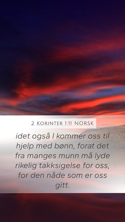 2 Korinter 1:11 NORSK Bible Verse Image