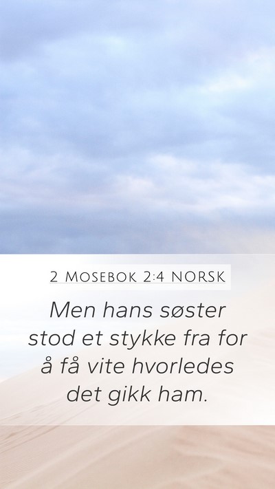 2 Mosebok 2:4 NORSK Mobile Phone Wallpaper - Men hans søster stod et stykke fra for å få - Mobile Bible Verse Wallpaper