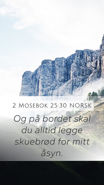 2 Mosebok 25:30 NORSK Mobile Phone Wallpaper - Og på bordet skal du alltid legge skuebrød for - Mobile Bible Verse Wallpaper