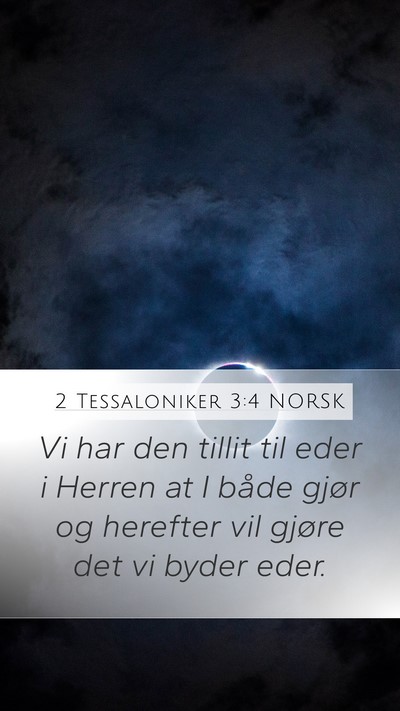 2 Tessaloniker 3:4 NORSK Bible Verse Image