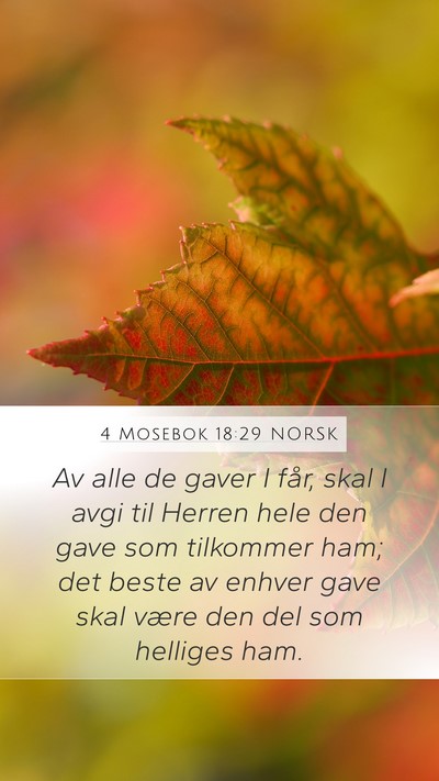 4 Mosebok 18:29 NORSK Mobile Phone Wallpaper - Av alle de gaver I får, skal I avgi til Herren - Mobile Bible Verse Wallpaper