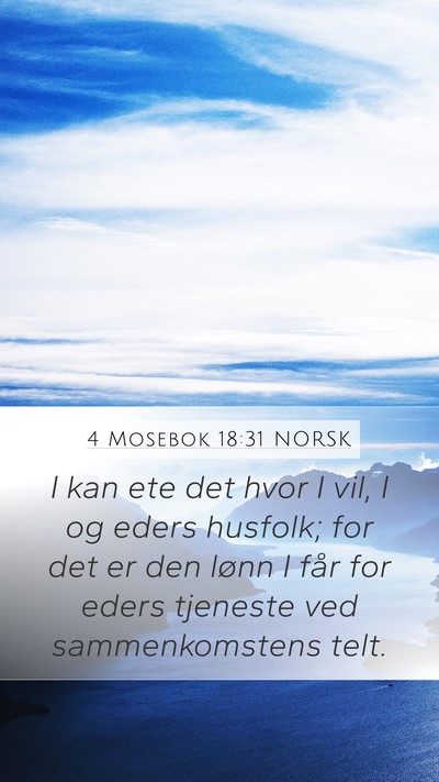 4 Mosebok 18:31 NORSK Mobile Phone Wallpaper - I kan ete det hvor I vil, I og eders husfolk; for - Mobile Bible Verse Wallpaper