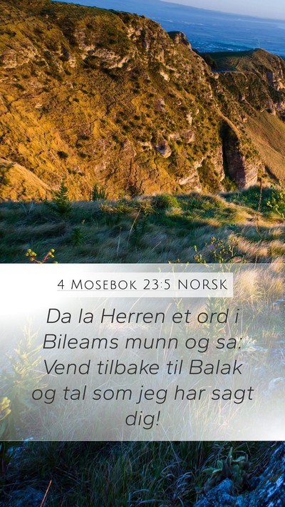 4 Mosebok 23:5 NORSK Mobile Phone Wallpaper - Da la Herren et ord i Bileams munn og sa: Vend - Mobile Bible Verse Wallpaper