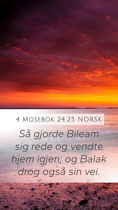 4 Mosebok 24:25 NORSK Mobile Phone Wallpaper - Så gjorde Bileam sig rede og vendte hjem igjen; - Mobile Bible Verse Wallpaper
