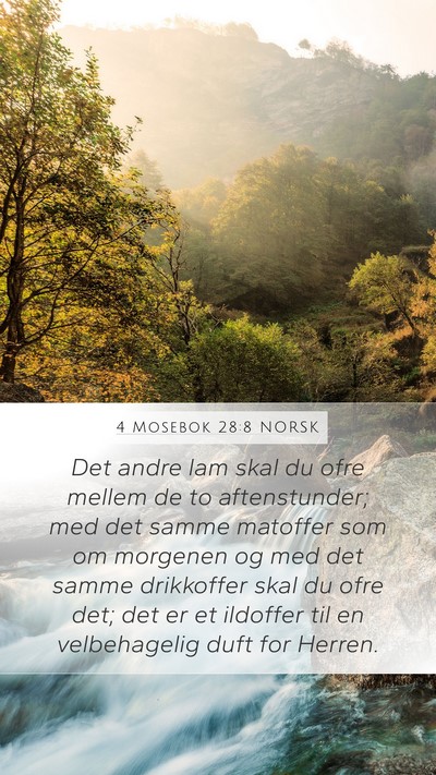 4 Mosebok 28:8 NORSK Mobile Phone Wallpaper - Det andre lam skal du ofre mellem de to - Mobile Bible Verse Wallpaper