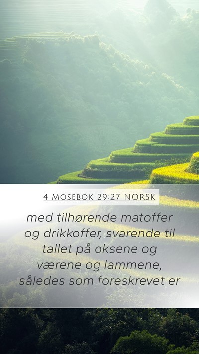 4 Mosebok 29:27 NORSK Mobile Phone Wallpaper - med tilhørende matoffer og drikkoffer, svarende - Mobile Bible Verse Wallpaper