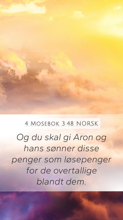 4 Mosebok 3:48 NORSK Mobile Phone Wallpaper - Og du skal gi Aron og hans sønner disse penger - Mobile Bible Verse Wallpaper
