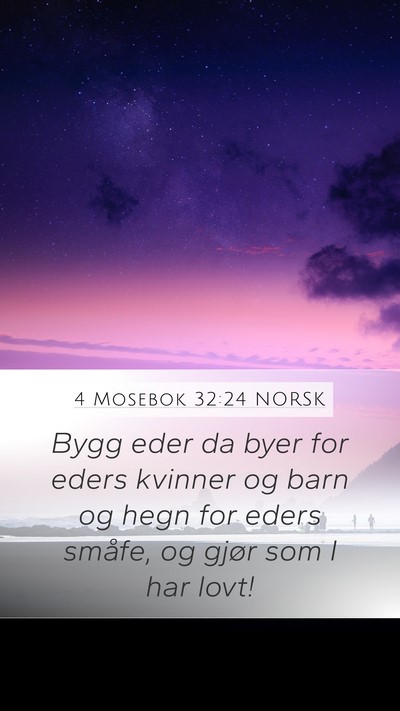 4 Mosebok 32:24 NORSK Mobile Phone Wallpaper - Bygg eder da byer for eders kvinner og barn og - Mobile Bible Verse Wallpaper