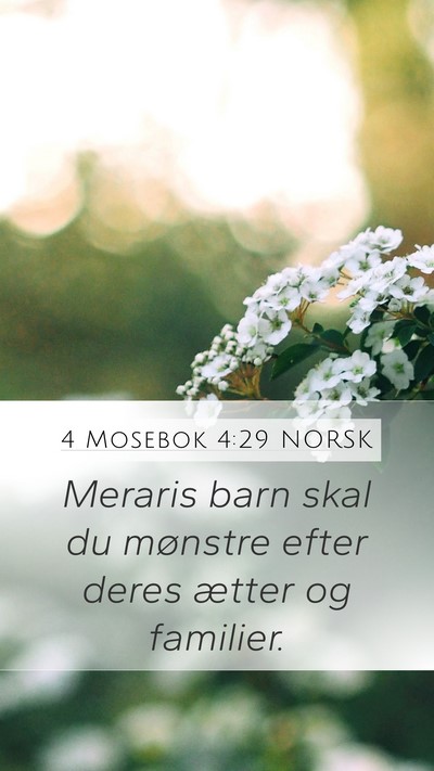 4 Mosebok 4:29 NORSK Mobile Phone Wallpaper - Meraris barn skal du mønstre efter deres ætter - Mobile Bible Verse Wallpaper