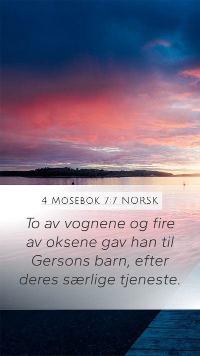 4 Mosebok 7:7 NORSK Mobile Phone Wallpaper - To av vognene og fire av oksene gav han til - Mobile Bible Verse Wallpaper