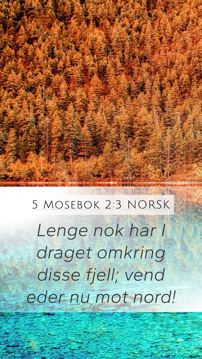 5 Mosebok 2:3 NORSK Mobile Phone Wallpaper - Lenge nok har I draget omkring disse fjell; vend - Mobile Bible Verse Wallpaper