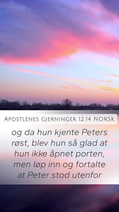 Apostlenes gjerninger 12:14 NORSK Mobile Phone Wallpaper - og da hun kjente Peters røst, blev hun så glad - Mobile Bible Verse Wallpaper