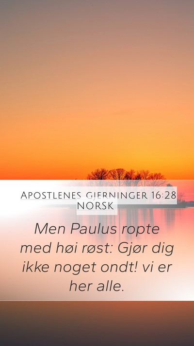 Apostlenes gjerninger 16:28 NORSK Mobile Phone Wallpaper - Men Paulus ropte med høi røst: Gjør dig ikke - Mobile Bible Verse Wallpaper