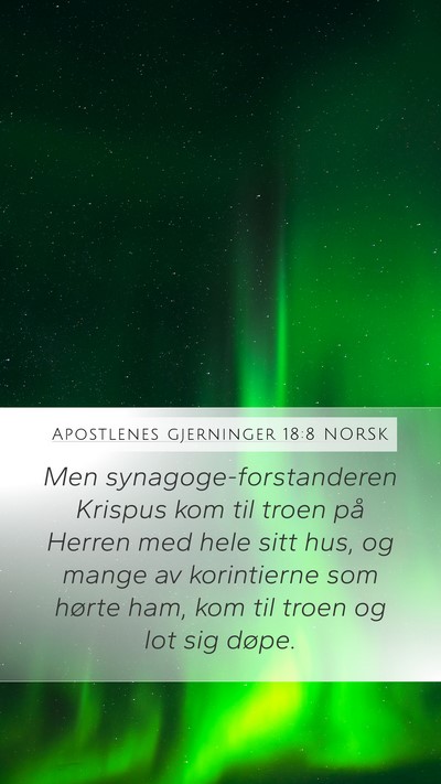 Apostlenes gjerninger 18:8 NORSK Bible Verse Image