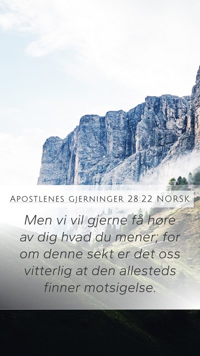 Apostlenes gjerninger 28:22 NORSK Bible Verse Image