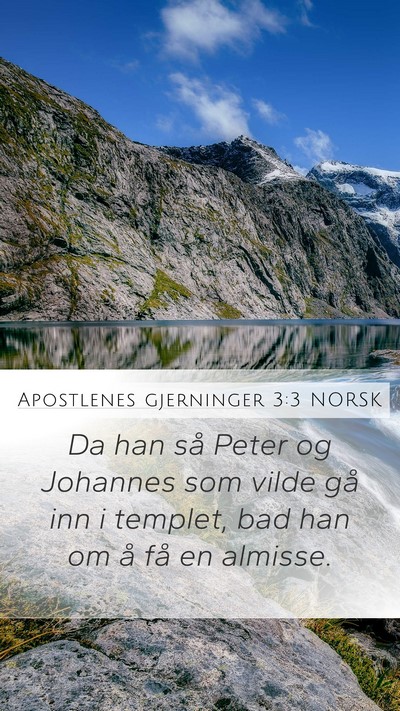Apostlenes gjerninger 3:3 NORSK Mobile Phone Wallpaper - Da han så Peter og Johannes som vilde gå inn i - Mobile Bible Verse Wallpaper