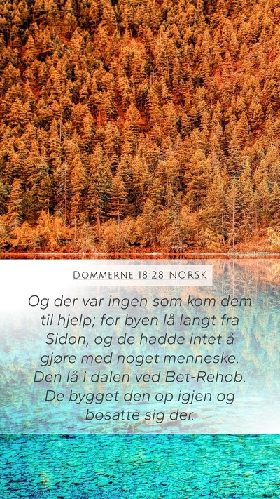 Dommerne 18:28 NORSK Mobile Phone Wallpaper - Og der var ingen som kom dem til hjelp; for byen - Mobile Bible Verse Wallpaper