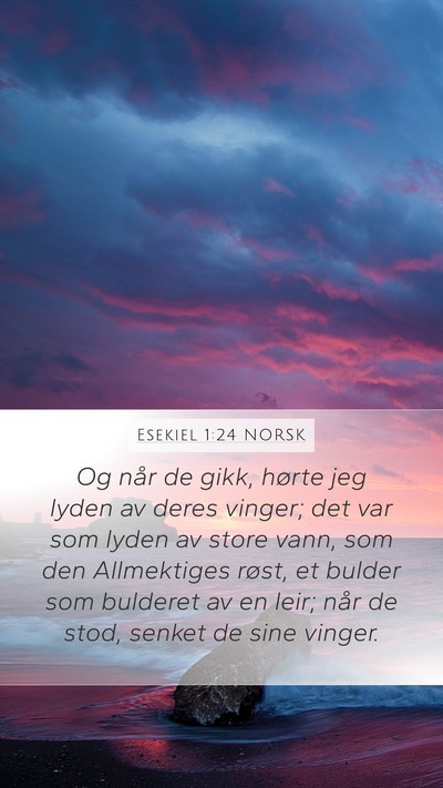 Esekiel 1:24 NORSK Mobile Phone Wallpaper - Og når de gikk, hørte jeg lyden av deres - Mobile Bible Verse Wallpaper