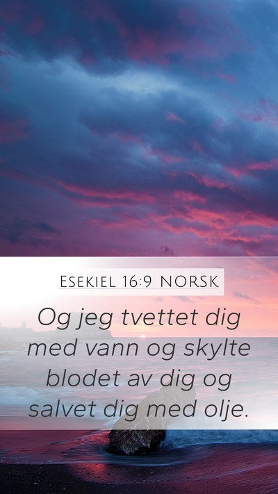 Esekiel 16:9 NORSK Mobile Phone Wallpaper - Og jeg tvettet dig med vann og skylte blodet av - Mobile Bible Verse Wallpaper