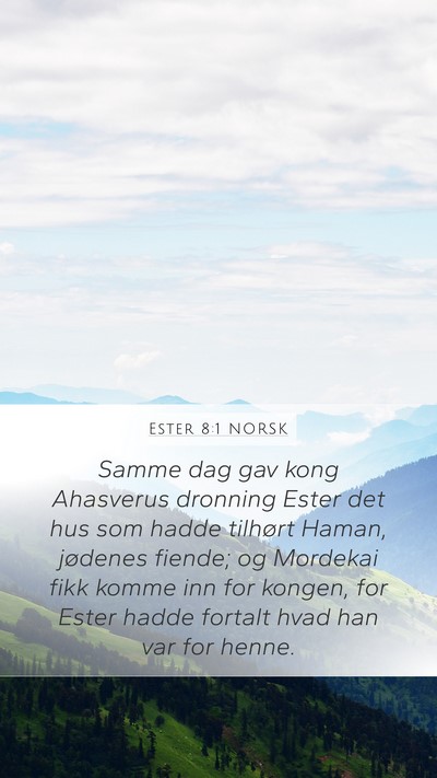 Ester 8:1 NORSK Bible Verse Image