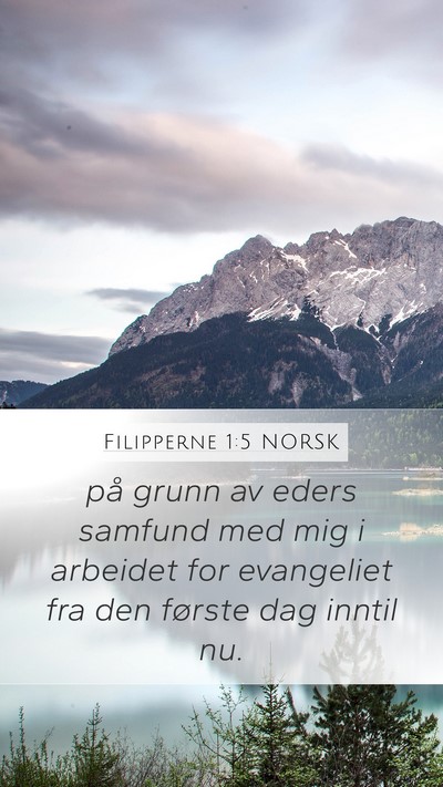 Filipperne 1:5 NORSK Bible Verse Image