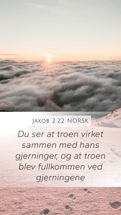 Jakob 2:22 NORSK Mobile Phone Wallpaper - Du ser at troen virket sammen med hans - Mobile Bible Verse Wallpaper