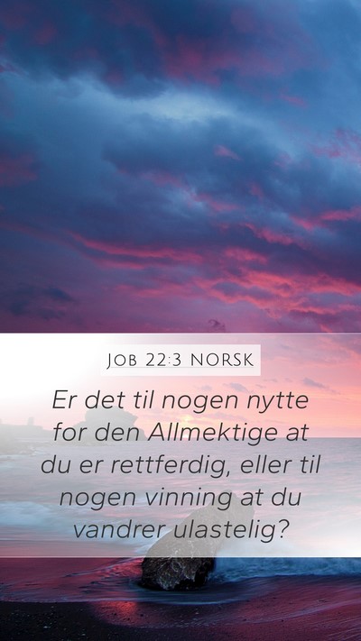 Job 22:3 NORSK Mobile Phone Wallpaper - Er det til nogen nytte for den Allmektige at du - Mobile Bible Verse Wallpaper