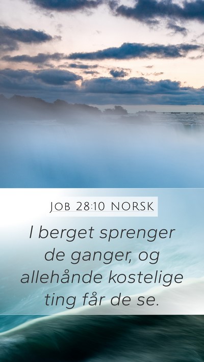 Job 28:10 NORSK Mobile Phone Wallpaper - I berget sprenger de ganger, og allehånde - Mobile Bible Verse Wallpaper