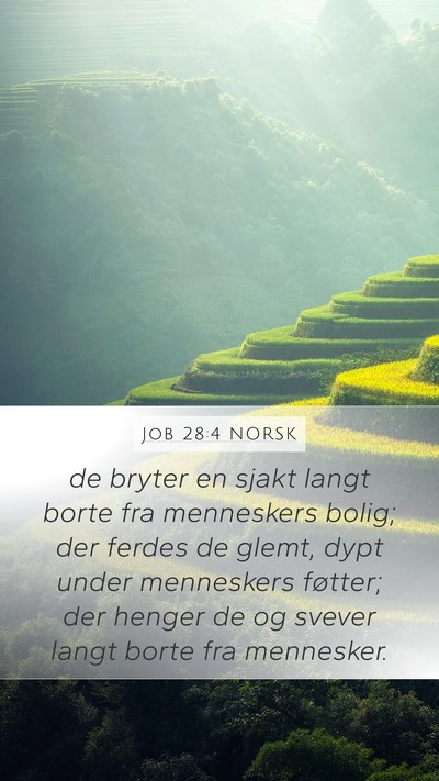 Job 28:4 NORSK Mobile Phone Wallpaper - de bryter en sjakt langt borte fra menneskers - Mobile Bible Verse Wallpaper