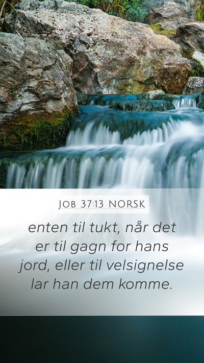 Job 37:13 NORSK Mobile Phone Wallpaper - enten til tukt, når det er til gagn for hans - Mobile Bible Verse Wallpaper
