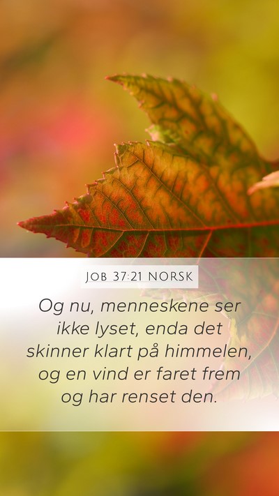 Job 37:21 NORSK Mobile Phone Wallpaper - Og nu, menneskene ser ikke lyset, enda det - Mobile Bible Verse Wallpaper