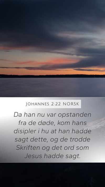 Johannes 2:22 NORSK Mobile Phone Wallpaper - Da han nu var opstanden fra de døde, kom hans - Mobile Bible Verse Wallpaper