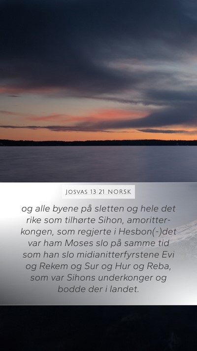 Josvas 13:21 NORSK Mobile Phone Wallpaper - og alle byene på sletten og hele det rike som - Mobile Bible Verse Wallpaper
