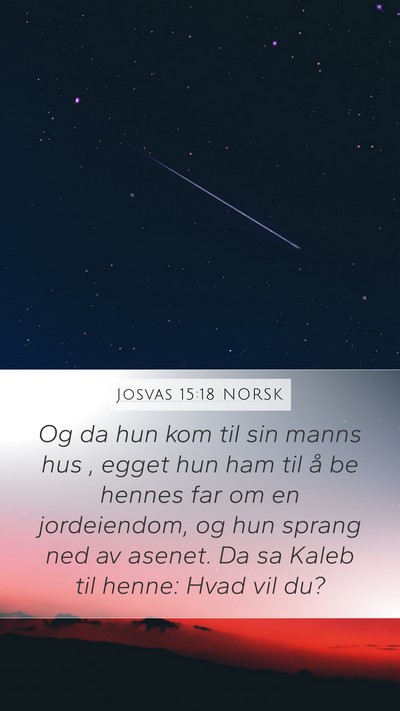 Josvas 15:18 NORSK Mobile Phone Wallpaper - Og da hun kom til sin manns hus , egget hun ham - Mobile Bible Verse Wallpaper
