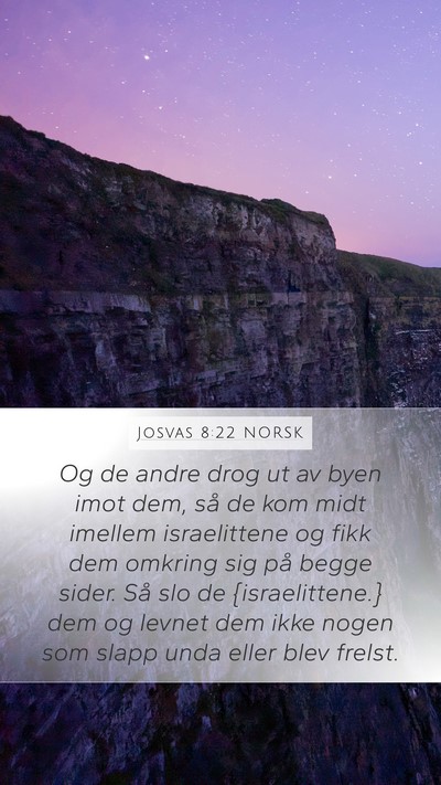 Josvas 8:22 NORSK Mobile Phone Wallpaper - Og de andre drog ut av byen imot dem, så de kom - Mobile Bible Verse Wallpaper
