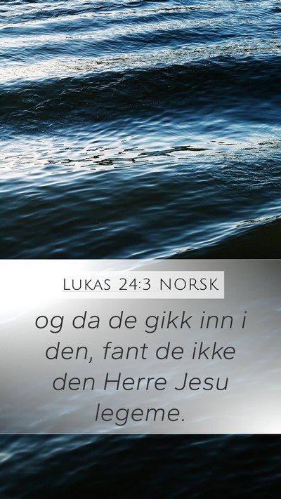 Lukas 24:3 NORSK Mobile Phone Wallpaper - og da de gikk inn i den, fant de ikke den Herre - Mobile Bible Verse Wallpaper