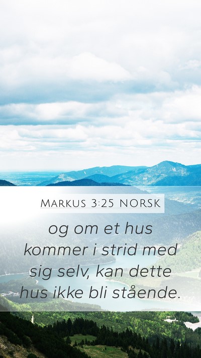 Markus 3:25 NORSK Mobile Phone Wallpaper - og om et hus kommer i strid med sig selv, kan - Mobile Bible Verse Wallpaper